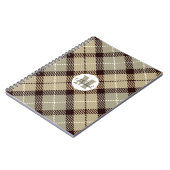 Battleship Gray Kariert Tartan Monogram Script Nam Notizblock (Linke Seite)