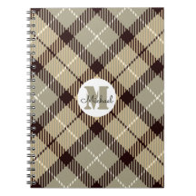 Battleship Gray Kariert Tartan Monogram Script Nam