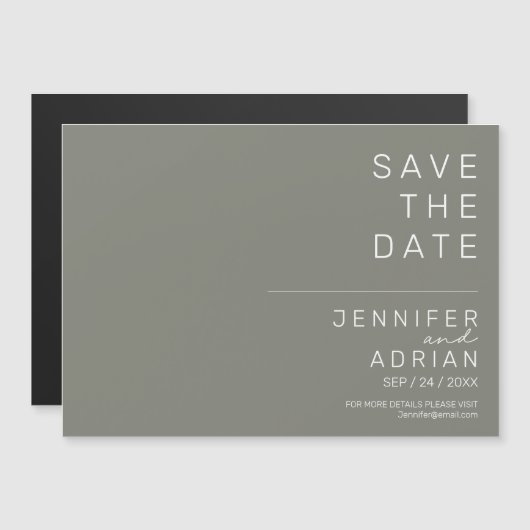 Battleship Gray Minimal Modern Save the Date Magnetkarte (Vorne/Hinten)