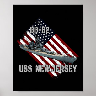 Battleship Uss New Jersey Bb-62 &amp; Kampfwarsch Poster