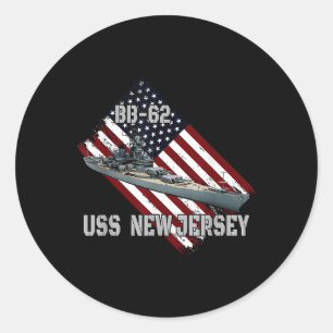 Battleship Uss New Jersey Bb-62 &amp; Kampfwarsch Runder Aufkleber