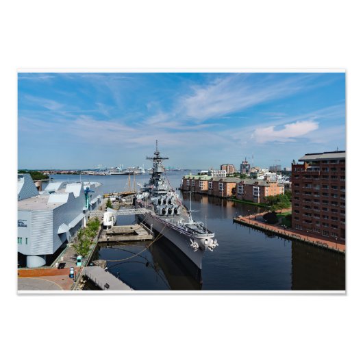 Battleship USS Wisconsin BB-64 Hafenansicht Fotodruck (Vorne)