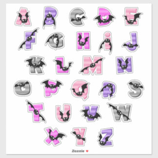 Batty Alphabet Stickers | Cute Bat Letter & Number Aufkleber