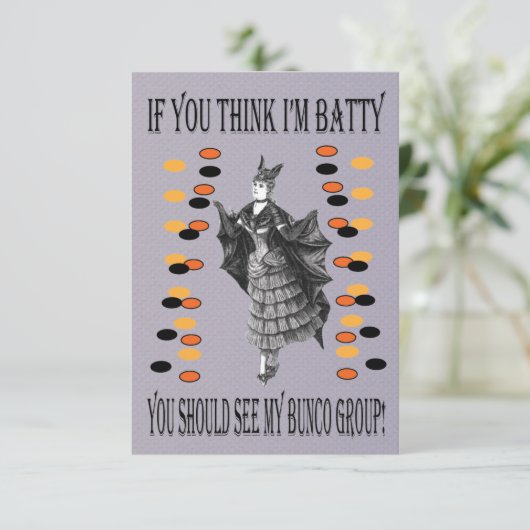Batty Bunco Einladung (Stehend Vorderseite)