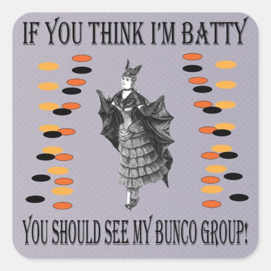 Batty Bunco Quadratischer Aufkleber (Vorderseite)