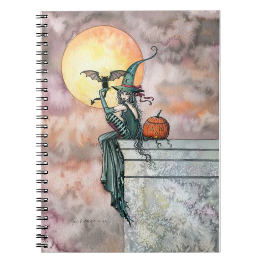 Batty Cat Witch Notebook Notizblock (Vorderseite)