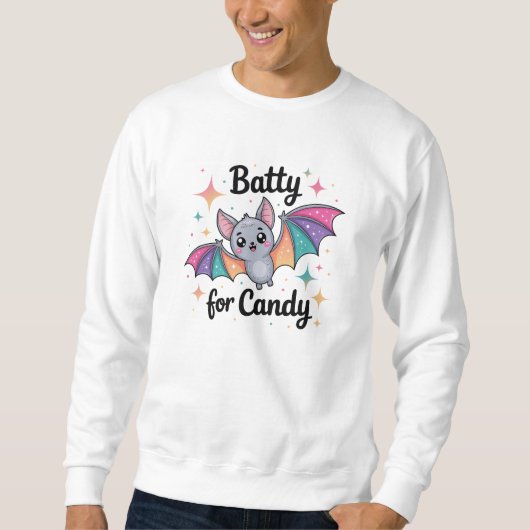 Batty for Candy Sweater - Kawaii Halloween Bat Sweatshirt (Vorderseite)