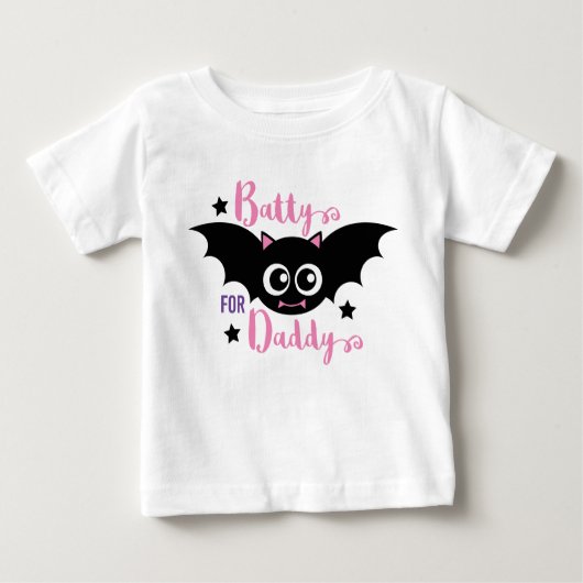 Batty für Daddy Niedlich 1. Halloween Pink Bat Baby T-shirt (Vorderseite)