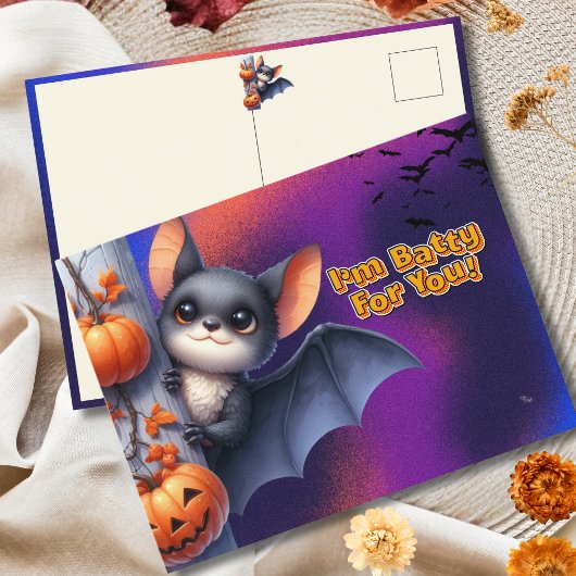 Batty für euch Halloween-Grüße Feiertagspostkarte
