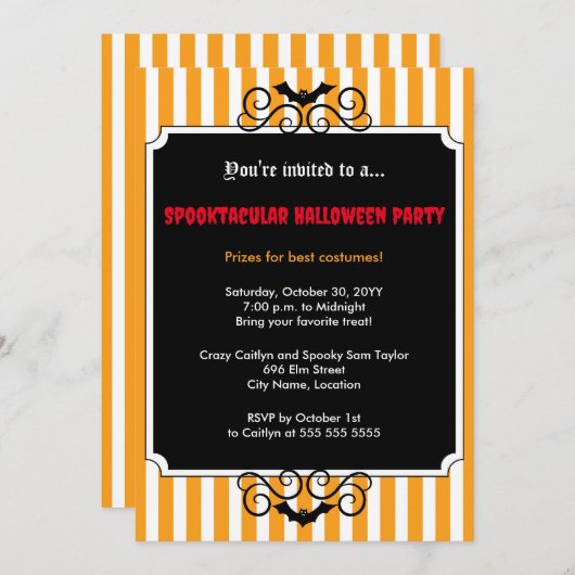 Batty Halloween-Party Einladung (Vorne/Hinten)