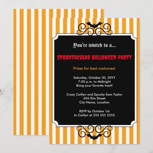 Batty Halloween-Party Einladung (Vorne/Hinten)