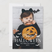 Batty Overlay Halloween Fotokarte Karte (Vorderseite)