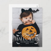 Batty Overlay Halloween Fotokarte Postkarte (Vorne/Hinten)