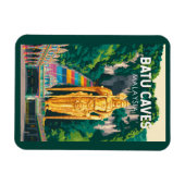 Batu Caves Malaysia Illustration Travel Art Retro Magnet (Horizontal)