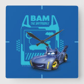 Batwheels™ Bam - Der Batmobile Quadratische Wanduhr (Vorderseite)