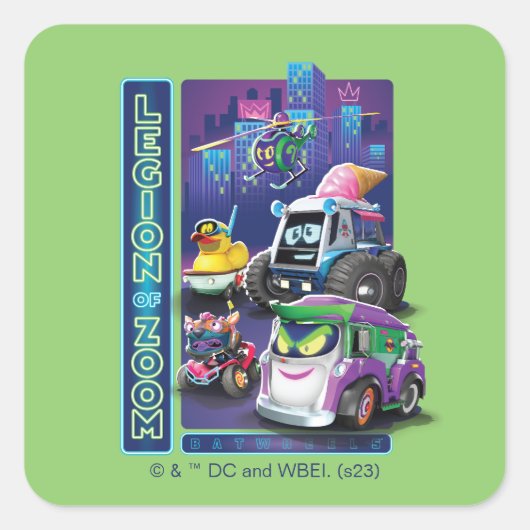 Batwheels™ - Legion des Zooms Quadratischer Aufkleber (Vorderseite)