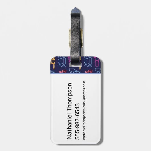 Batwheels™ Neon Kontur Muster Gepäckanhänger (Rückseite vertikal)