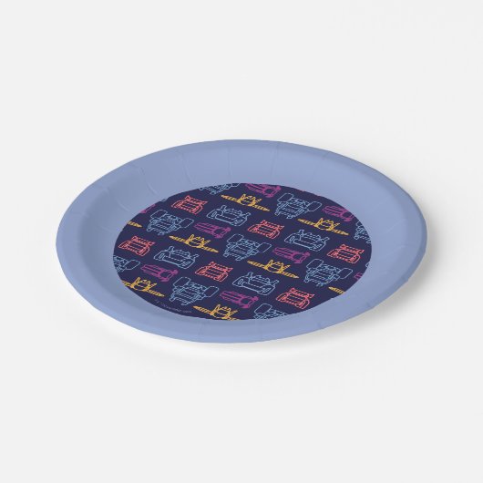 Batwheels™ Neon Kontur Muster Pappteller (Schrägansicht)