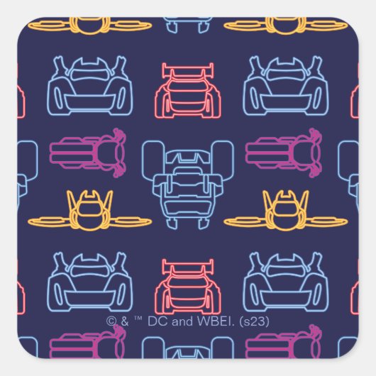 Batwheels™ Neon Kontur Muster Quadratischer Aufkleber (Vorderseite)