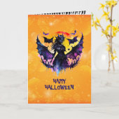 Batwoman Happt Halloween Karte (Gelbe Blume)