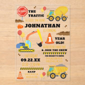 Bau 1. Geburtstag Acryleinladungen (Vorderseite)