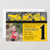 Bau 1. Geburtstag Einladung (Vorne/Hinten)