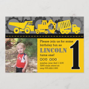 Bau 1. Geburtstag Einladung