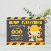 Bau 1. Geburtstag Einladung Chalkboard (Stehend Vorderseite)