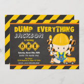 Bau 1. Geburtstag Einladung Chalkboard (Vorne/Hinten)