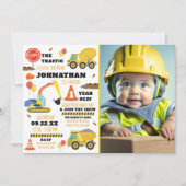 Bau 1. Geburtstag Foto Einladung (Vorderseite)