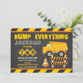 Bau 2. Geburtstag Einladung Chalkboard (Stehend Vorderseite)