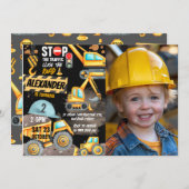 Bau 2. Geburtstag Foto Dump Truck Digger Einladung (Vorne/Hinten)