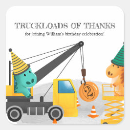 Bau 2. Geburtstag Party, Dinosaur Thema Quadratischer Aufkleber