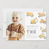 Bau 2. Geburtstagsfeier | Lastkraftwagen Einladung (Vorderseite)