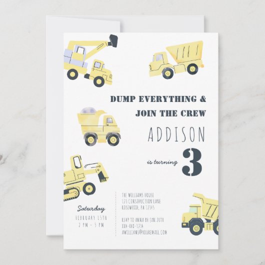 Bau 3. Geburtstag Einladung (Vorderseite)