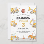 Bau 3. Geburtstag Einladung (Vorderseite)