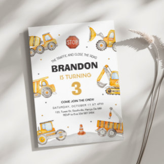 Bau 3. Geburtstag Einladung