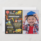 Bau 3. Geburtstag Foto Einladung (Vorderseite)