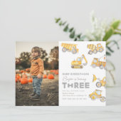 Bau 3. Geburtstag Foto Einladung (Stehend Vorderseite)