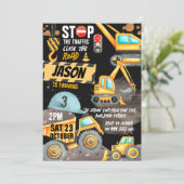 Bau 3. Geburtstag Party Dump Truck Digger Einladung (Stehend Vorderseite)