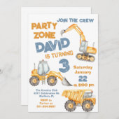 Bau 3. Geburtstag Party Einladung (Vorne/Hinten)