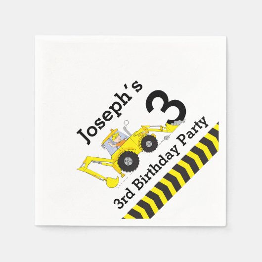 Bau 3. Geburtstag Party Kids Papierservietten (Vorderseite)