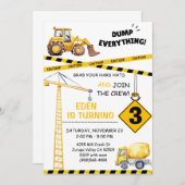 Bau 3. Geburtstagsfeier Einladung (Vorne/Hinten)