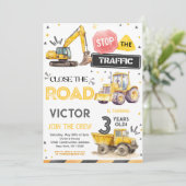 Bau 3. Geburtstagsfeier Einladung (Stehend Vorderseite)