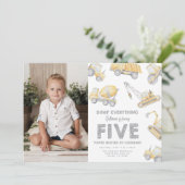 Bau 5. fünfte Geburtstagsparty Einladung (Stehend Vorderseite)