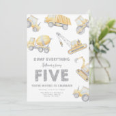 Bau 5. fünfte Geburtstagsparty Einladung (Stehend Vorderseite)