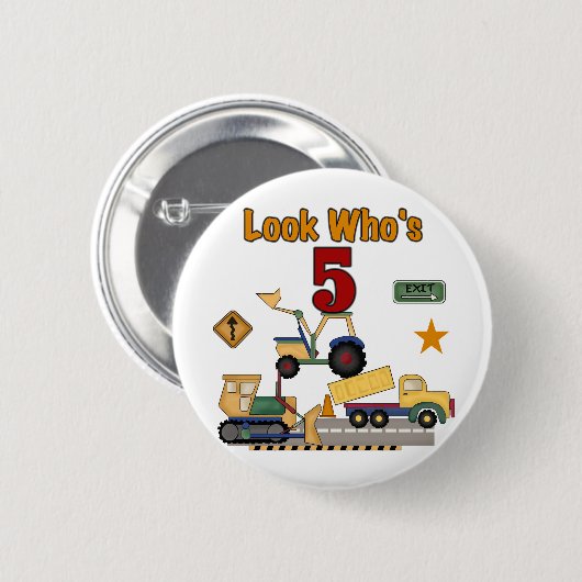 Bau 5th Birthday Tshirts und Geschenke Button (Vorne & Hinten)