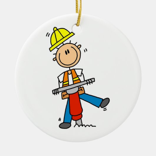Bau-Arbeitskraft mit Jack-Hammer-Geschenken Keramikornament (Vorne)