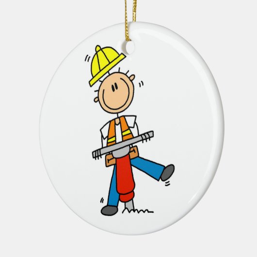 Bau-Arbeitskraft mit Jack-Hammer-Geschenken Keramikornament (Links)