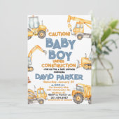 Bau Baby Boy Dump Truck Party Einladung (Stehend Vorderseite)